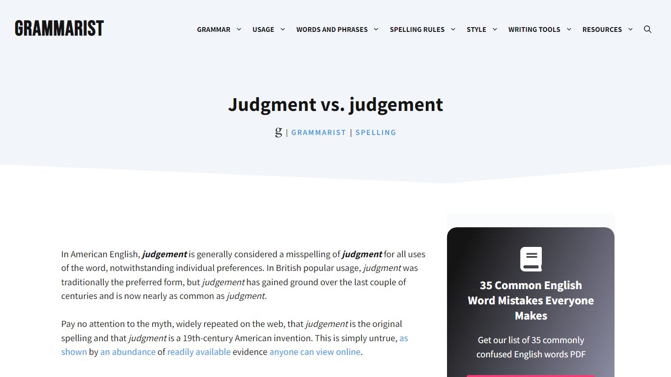 Judgment vs. judgement - GRAMMARIST